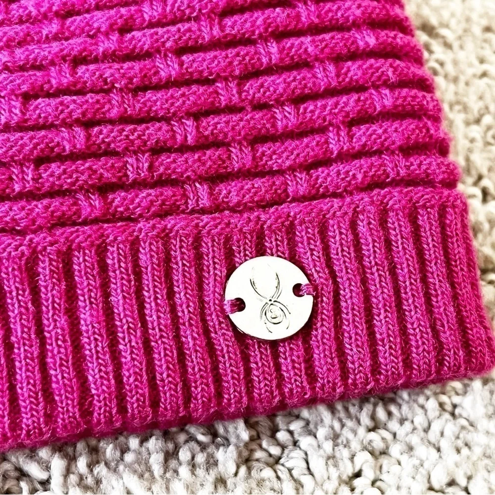Spyder Bitsy Rosie Hat Girls Beanie OS Pink Blue Flower Knit Fleece Fall Winter
